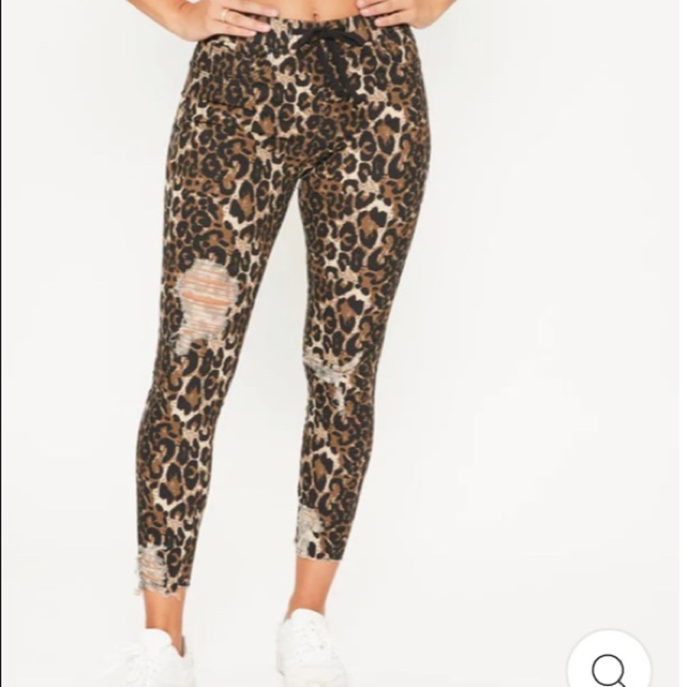 YMI NWT Distressed Leopard Print Joggers